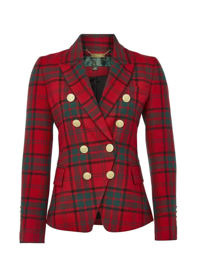 Women Knightsbridge Blazer Red Tartan Holland Cooper Tailoring