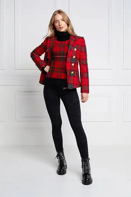 Women Knightsbridge Blazer Red Tartan Holland Cooper Tailoring