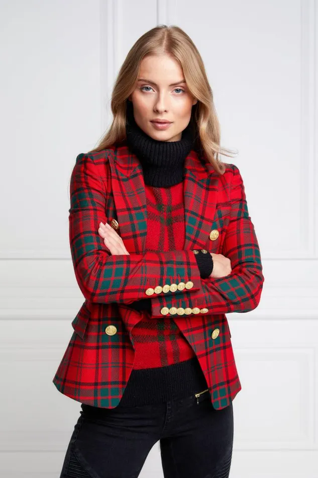 Women Knightsbridge Blazer Red Tartan Holland Cooper Tailoring