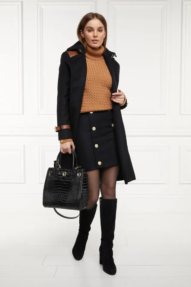 Women Knightsbridge Skirt Soft Black Tan Holland Cooper Tailoring Women Knightsbridge Skirt Soft Black Tan Holland Cooper Tailoring