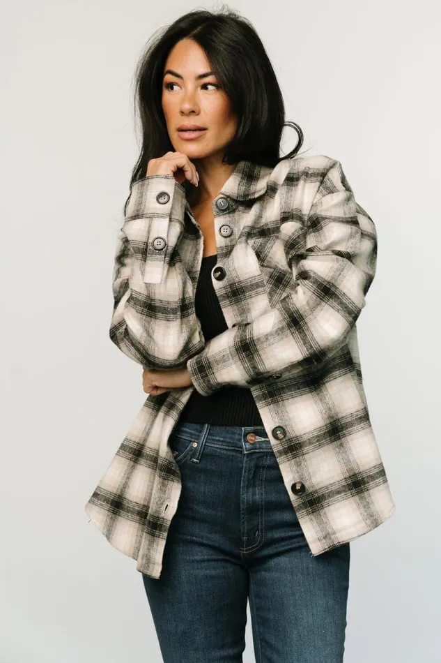 Women Lanier Plaid Shacket Taupe Multi Baltic Born Outerwear Women Lanier Plaid Shacket Taupe Multi Baltic Born Outerwear