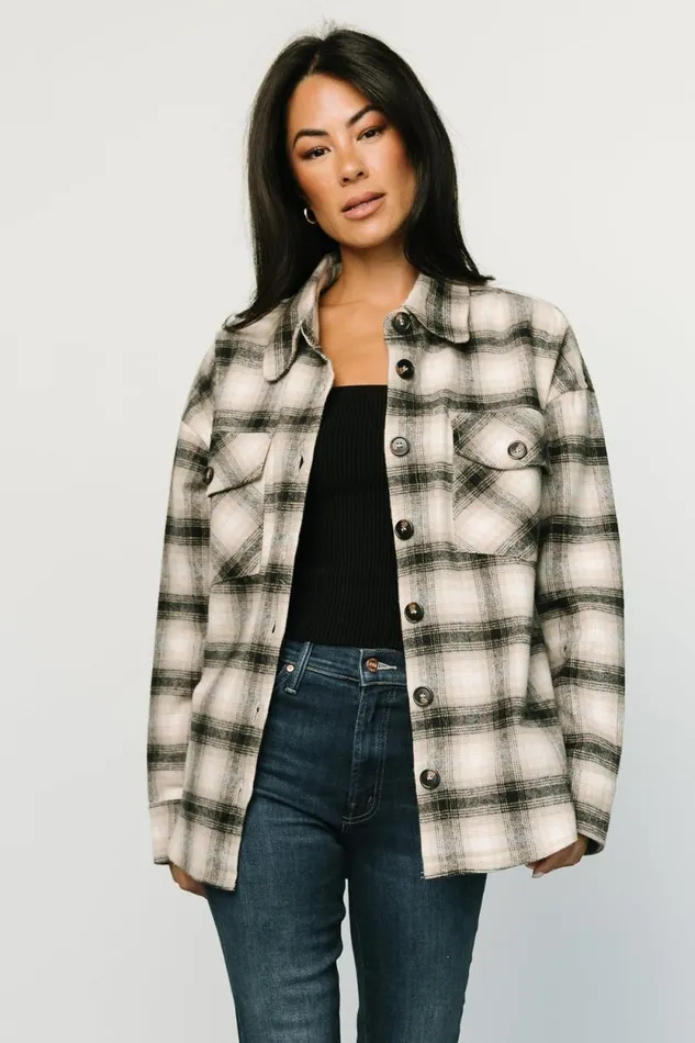 Women Lanier Plaid Shacket Taupe Multi Baltic Born Outerwear Women Lanier Plaid Shacket Taupe Multi Baltic Born Outerwear