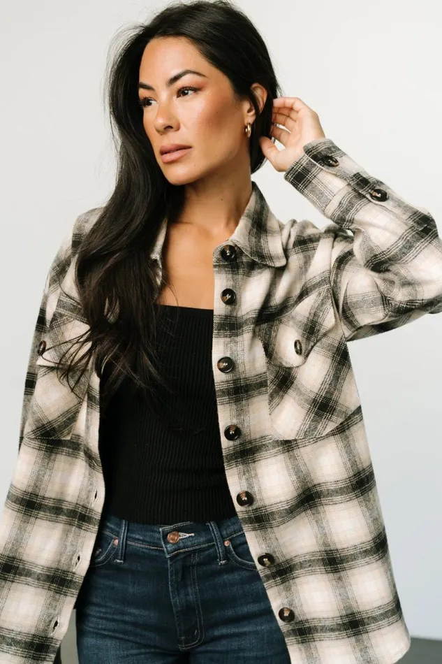 Women Lanier Plaid Shacket Taupe Multi Baltic Born Outerwear Women Lanier Plaid Shacket Taupe Multi Baltic Born Outerwear