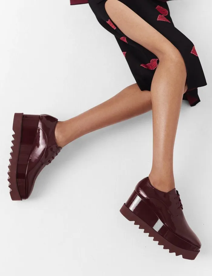 Women Limited Edition Elyse Monochrome Platforms Glossy Burgundy Stella McCartney Wedges Women Limited Edition Elyse Monochrome Platforms Glossy Burgundy Stella McCartney Wedges