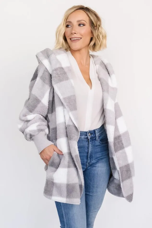 Women Lincoln Teddy Cardigan Gray White Baltic Born Outerwear
