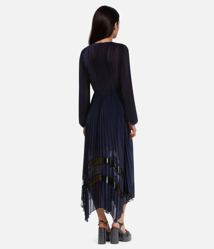 Women Long Blue Navy Pleated Dress THE KOOPLES Dresses and Jumpsuits