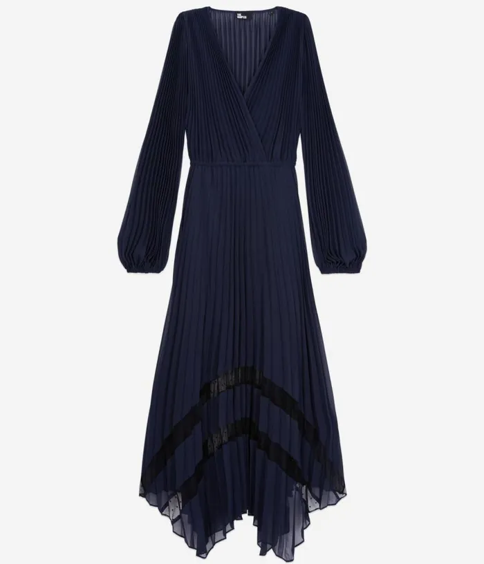 Women Long Blue Navy Pleated Dress THE KOOPLES Dresses and Jumpsuits