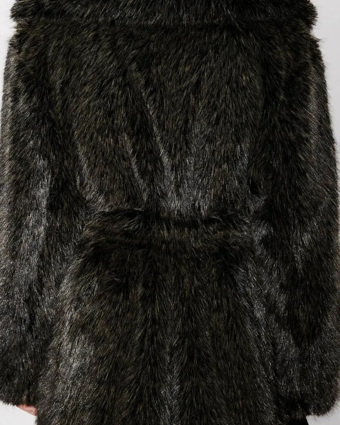 Women Long Fake Fur Belted Coat Dark Brown Kenzo Jackets And Coats