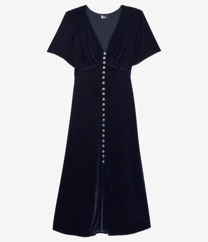 Women Long Navy Blue Velvet Dress THE KOOPLES Dresses and Jumpsuits