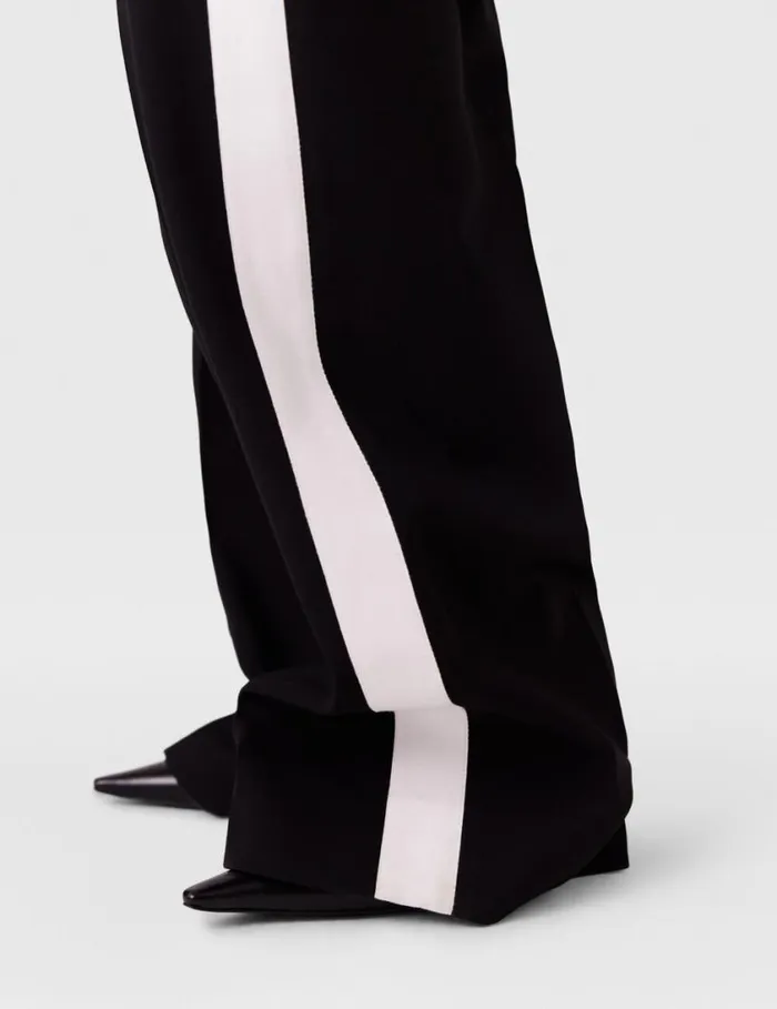 Women LowRise Stripe StraightLeg Pants Black And White Stella McCartney Pants And Shorts Women LowRise Stripe StraightLeg Pants Black And White Stella McCartney Pants And Shorts