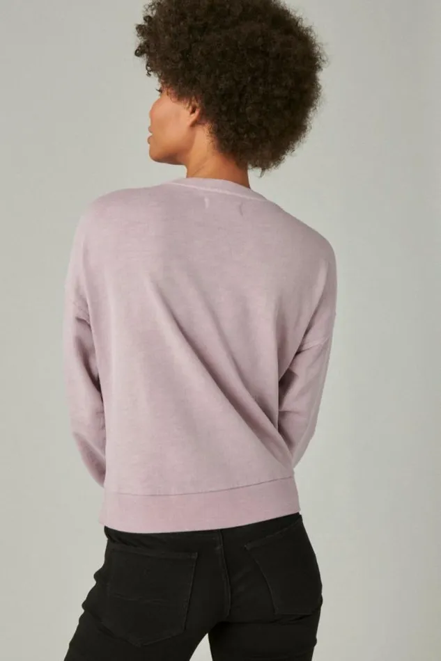 Women Lucky Brand Activewear Schiffley Cutwork Pullover Dawn Pink