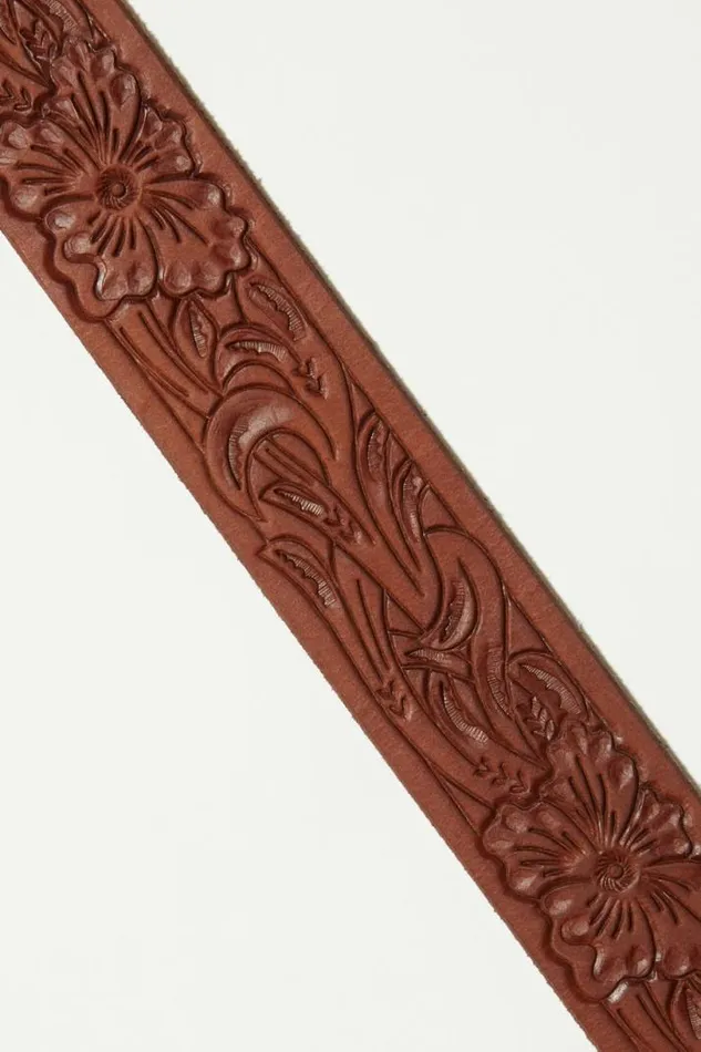 Women Lucky Brand Belts Floral Pattern Embossed W Medium Brown Women Lucky Brand Belts Floral Pattern Embossed W Medium Brown