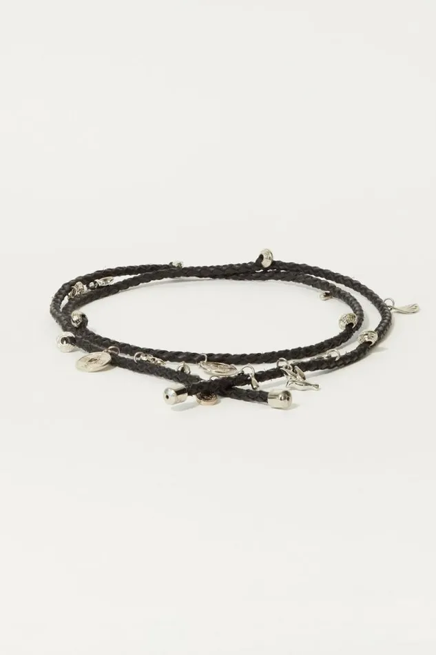 Women Lucky Brand Belts Good Luck Charm Braided Belt Black