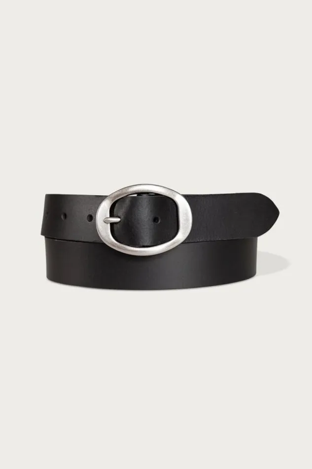 Women Lucky Brand Belts Sculpted Center Bar Buckle Leather Belt Black