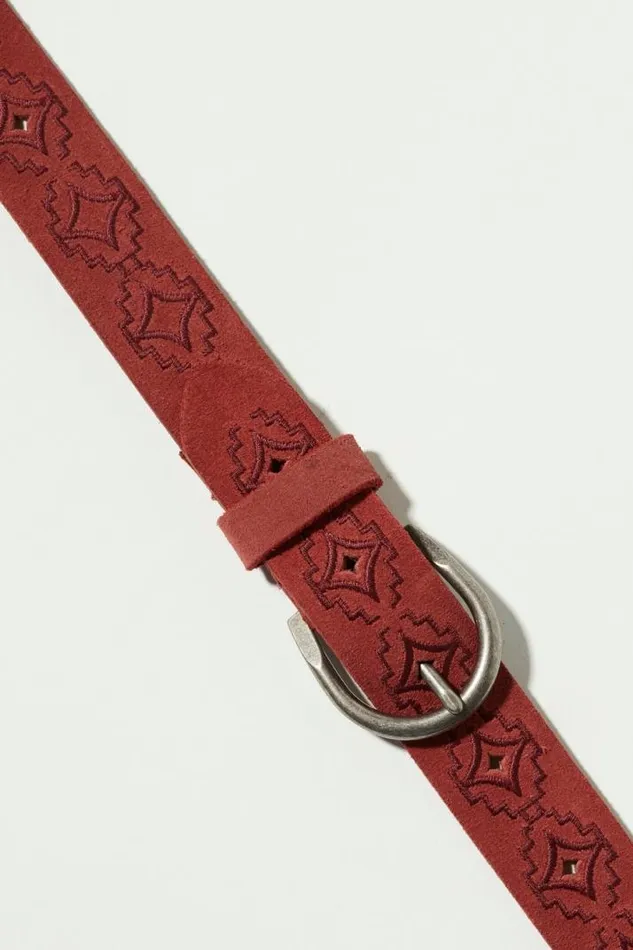 Women Lucky Brand Belts Southwestern Embroidered Belt Maroon Women Lucky Brand Belts Southwestern Embroidered Belt Maroon