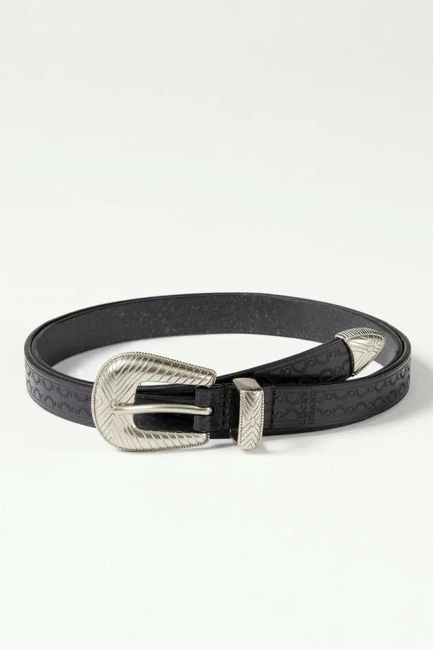 Women Lucky Brand Belts Western Embossed Belt Black