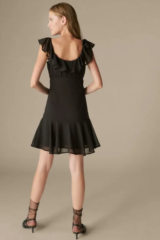Women Lucky Brand Dresses Ruffle Mini Dress True Black