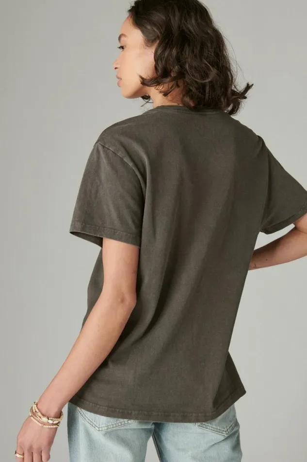 Women Lucky Brand Graphic Tees Run Wild Boyfriend Tee After Dark