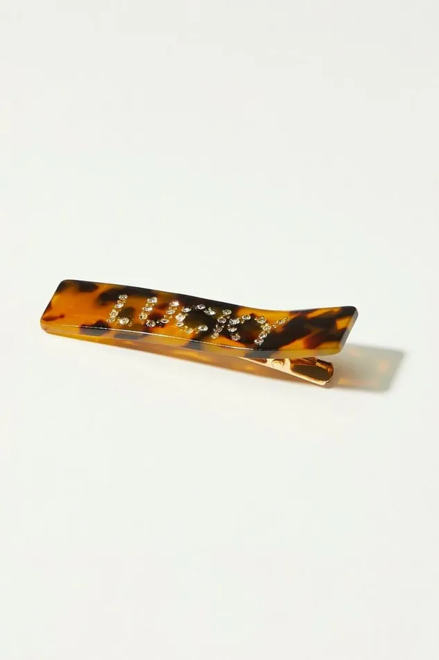 Women Lucky Brand Hair Accessories Lucky Rhinestone Barrette Dark Brown