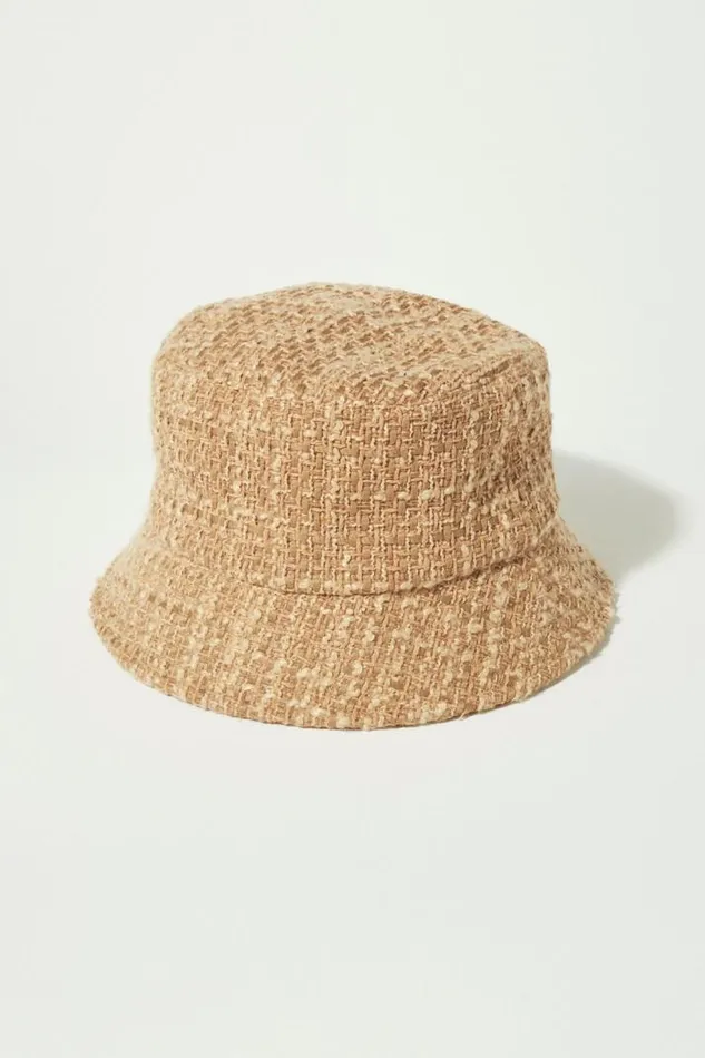 Women Lucky Brand Hats Tweed Bucket Hat Medium Beige