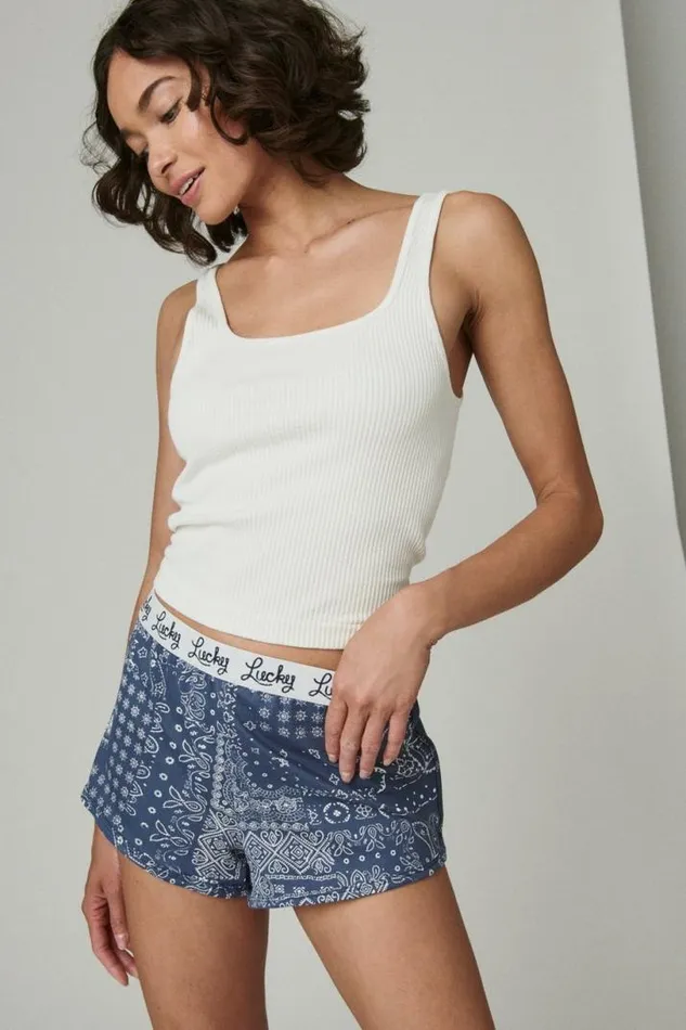 Women Lucky Brand Intimates and Sleepwear Lucky Logo Short 2 Pack Open Overflow