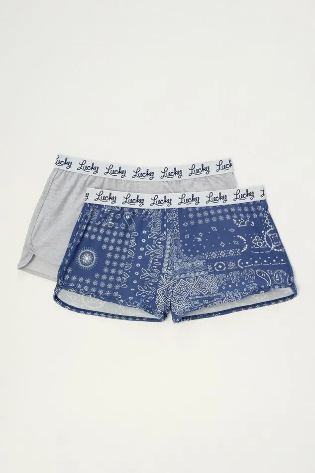 Women Lucky Brand Intimates and Sleepwear Lucky Logo Short 2 Pack Open Overflow