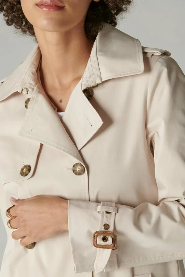 Women Lucky Brand Jackets and Outerwear Trench Coat Sand