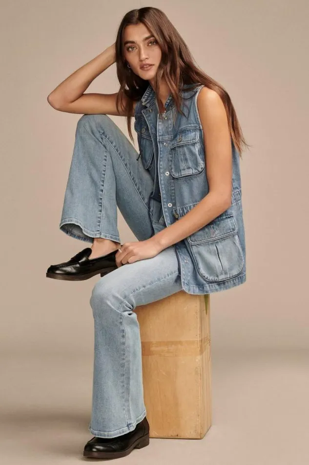 Women Lucky Brand Jeans High Rise Seamed Stevie Flare Aquarius