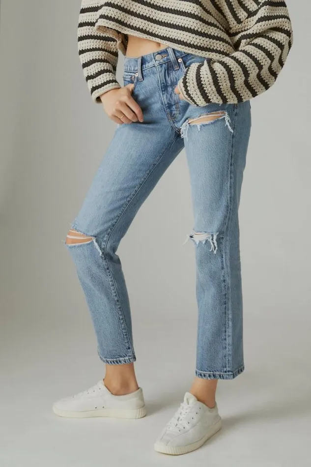 Women Lucky Brand Jeans High Rise Zoe Straight Saturn Dest