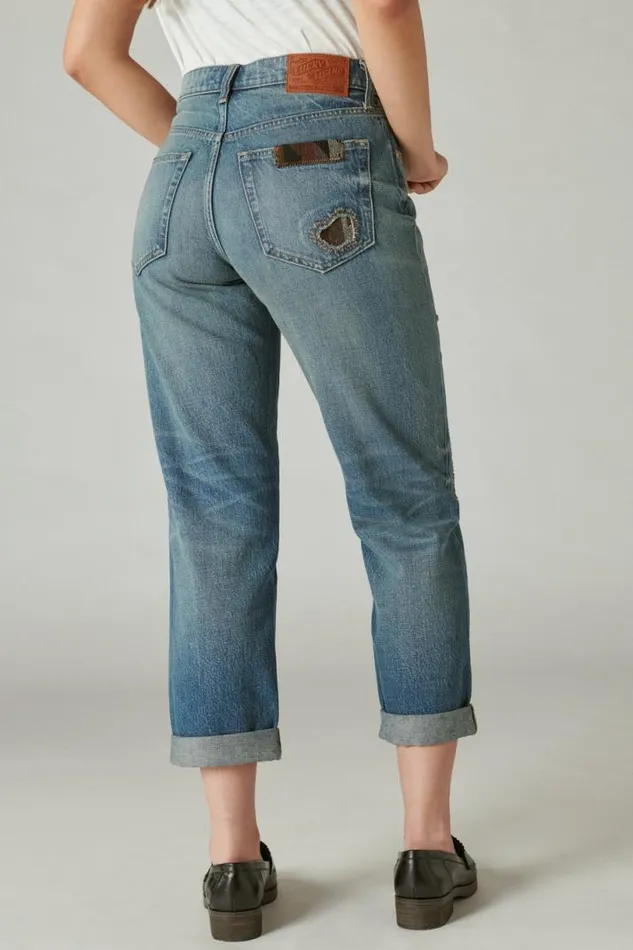 Women Lucky Brand Jeans Lucky Legend Mid Rise Boy High Bluff Patchwork
