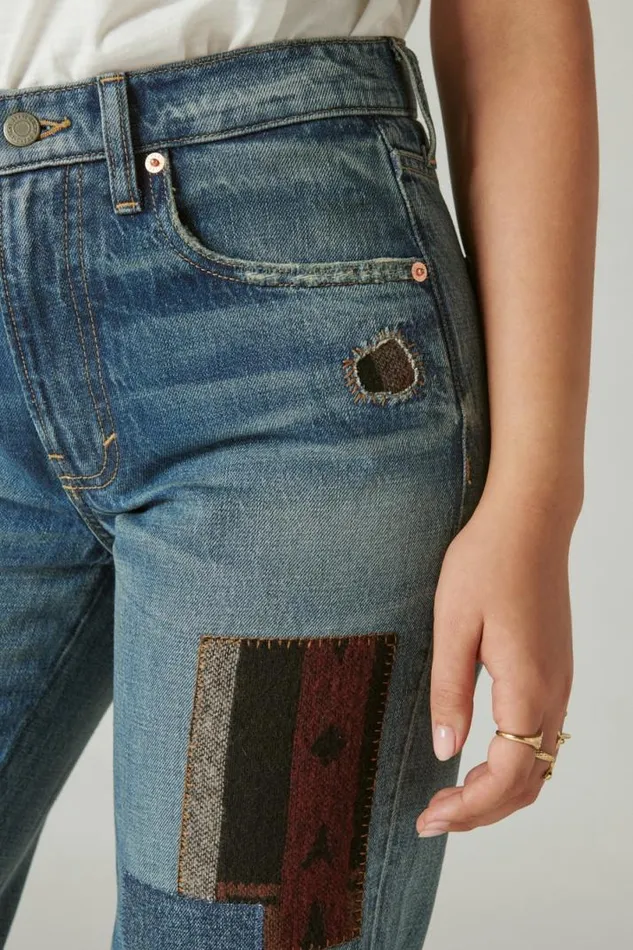 Women Lucky Brand Jeans Lucky Legend Mid Rise Boy High Bluff Patchwork