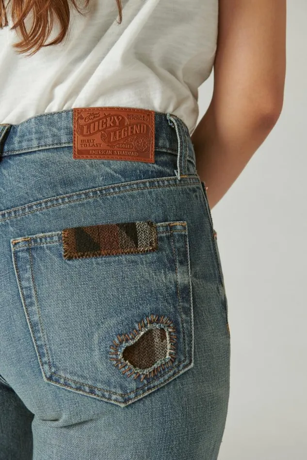 Women Lucky Brand Jeans Lucky Legend Mid Rise Boy High Bluff Patchwork