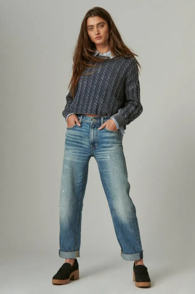 Women Lucky Brand Jeans Mid Rise Boy Easy Like Sunday