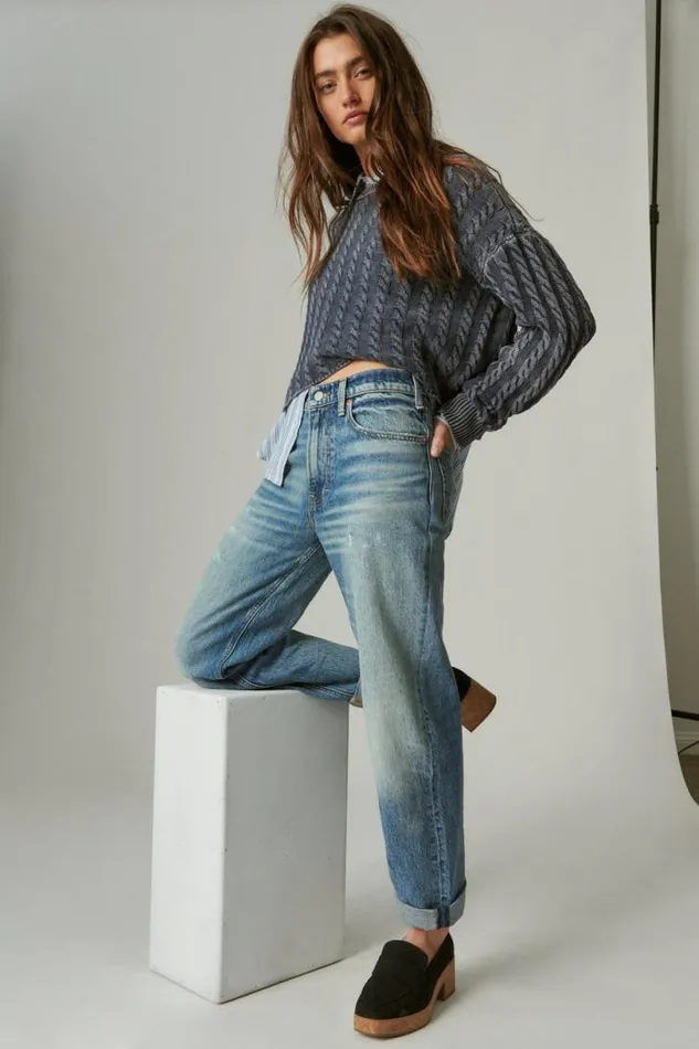 Women Lucky Brand Jeans Mid Rise Boy Easy Like Sunday