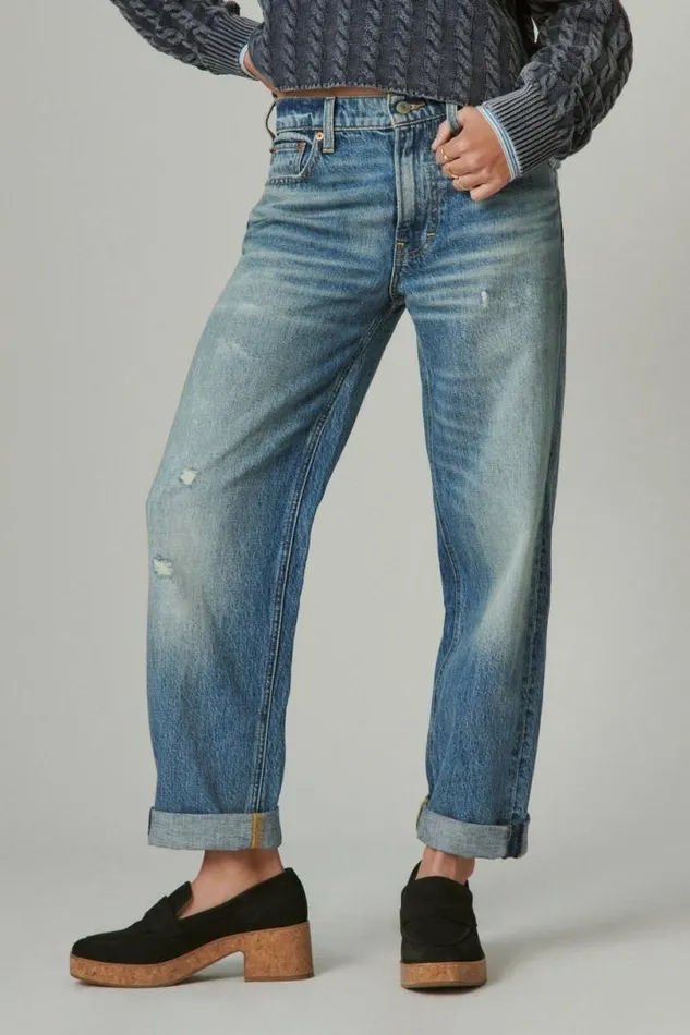 Women Lucky Brand Jeans Mid Rise Boy Easy Like Sunday