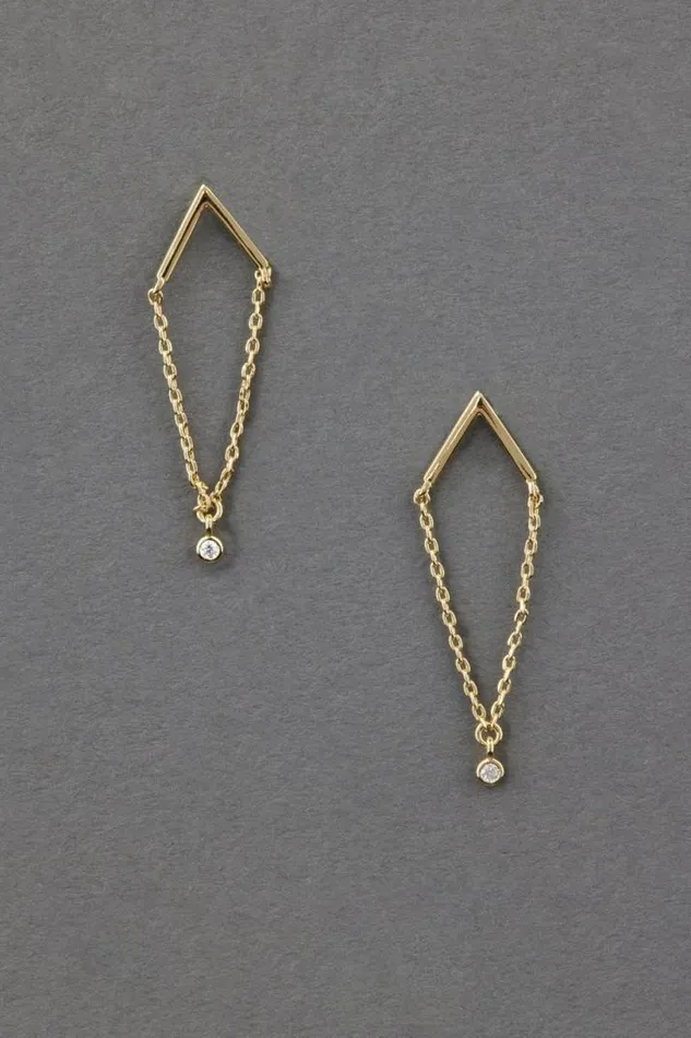 Women Lucky Brand Jewelry 14k Gold Plated Chain Stud Earring Gold