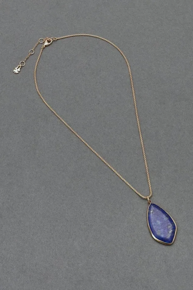 Women Lucky Brand Jewelry Blue Stone Pendant Gold