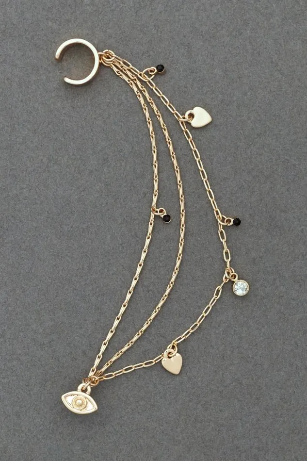 Women Lucky Brand Jewelry Celestial Ear Cuff Chain Gold