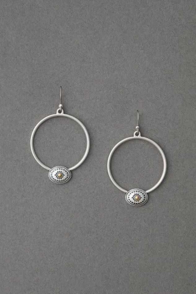 Women Lucky Brand Jewelry Concho Front Facing Hoop Two Tone