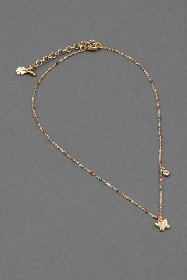 Women Lucky Brand Jewelry Delicate Rainbow Necklace Gold