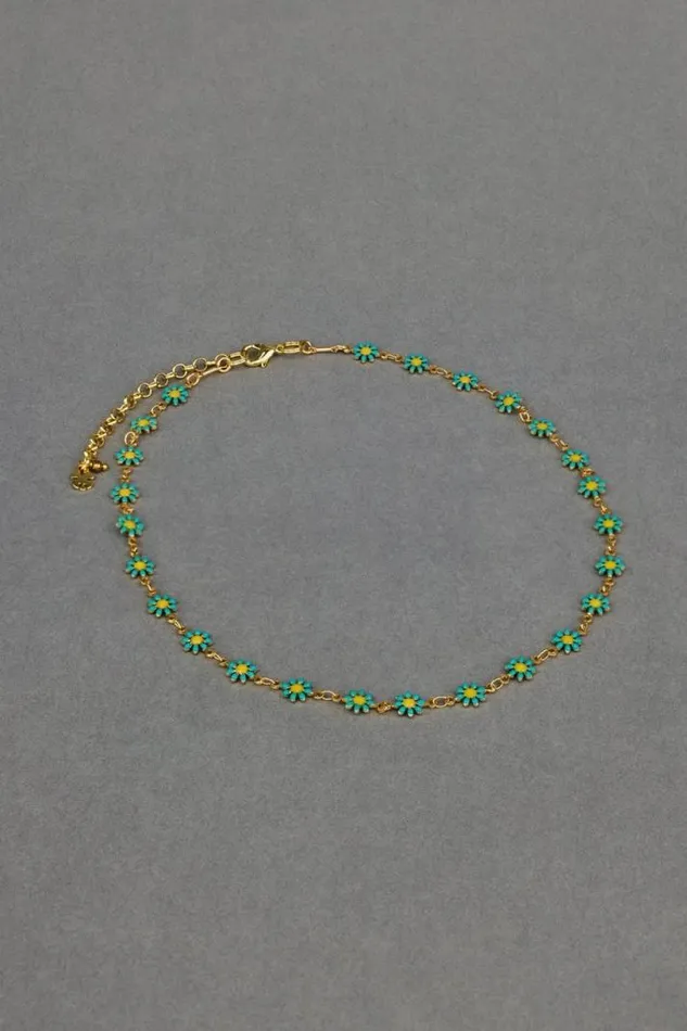 Women Lucky Brand Jewelry Enamel Daisy Chain Necklace Gold