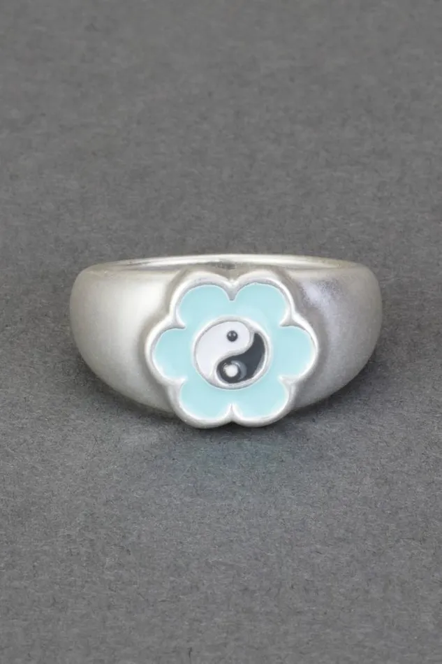 Women Lucky Brand Jewelry Enamel Yin Yang Ring Silver
