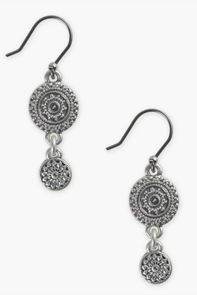 Women Lucky Brand Jewelry Etched Drop Earrings Silver