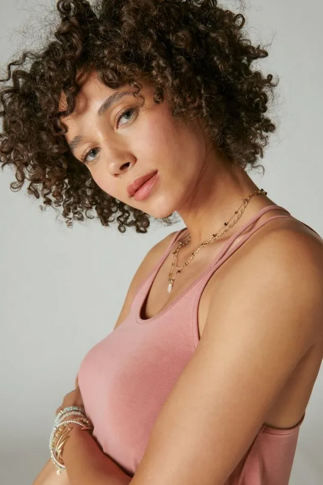 Women Lucky Brand Jewelry Multi Stone Chain Layer Necklace Gold