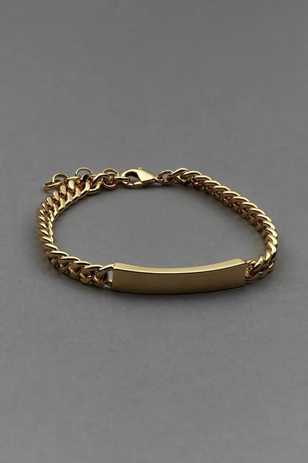 Women Lucky Brand Jewelry Name Plate Link Bracelet Gold