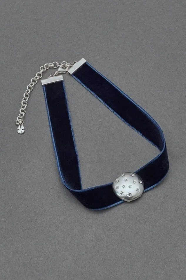 Women Lucky Brand Jewelry Pave Pendant Choker Silver
