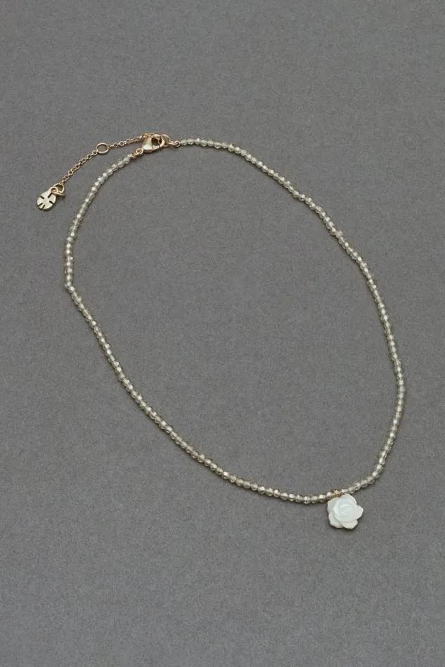 Women Lucky Brand Jewelry Rose Bead Collar Necklace Gold