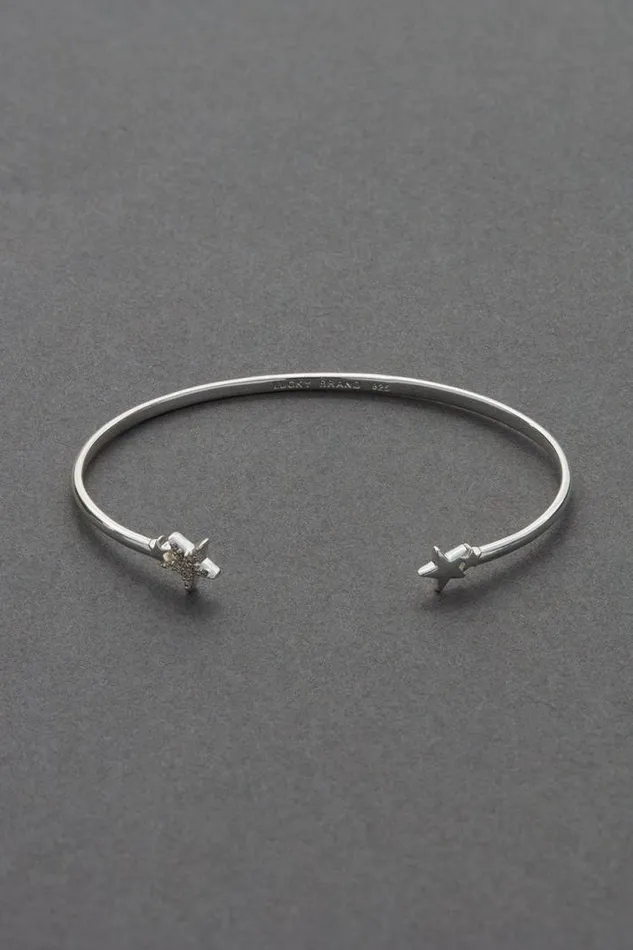 Women Lucky Brand Jewelry Sterling Sliver Star Cuff Silver