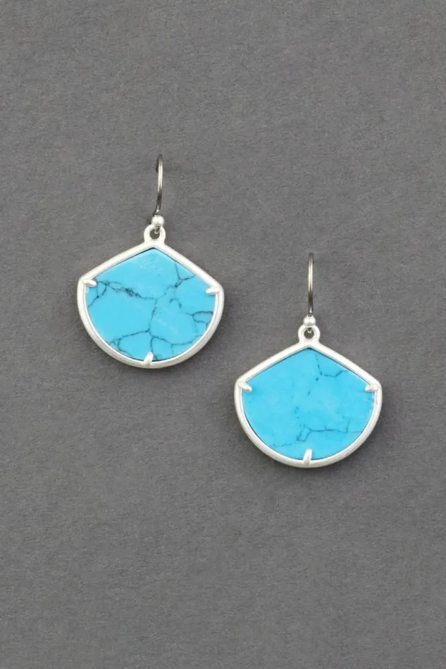 Women Lucky Brand Jewelry Turquoise Slice Drop Earring Silver