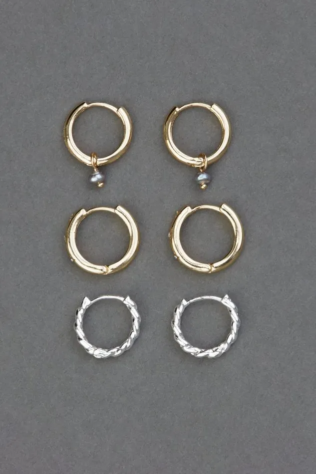 Women Lucky Brand Jewelry Two Tone Huggie Hoop Set Two Tone
